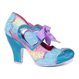 Irregular Choice Right On High Heel Shoes - Blue, Purple, Rainbow Hearts Size 40